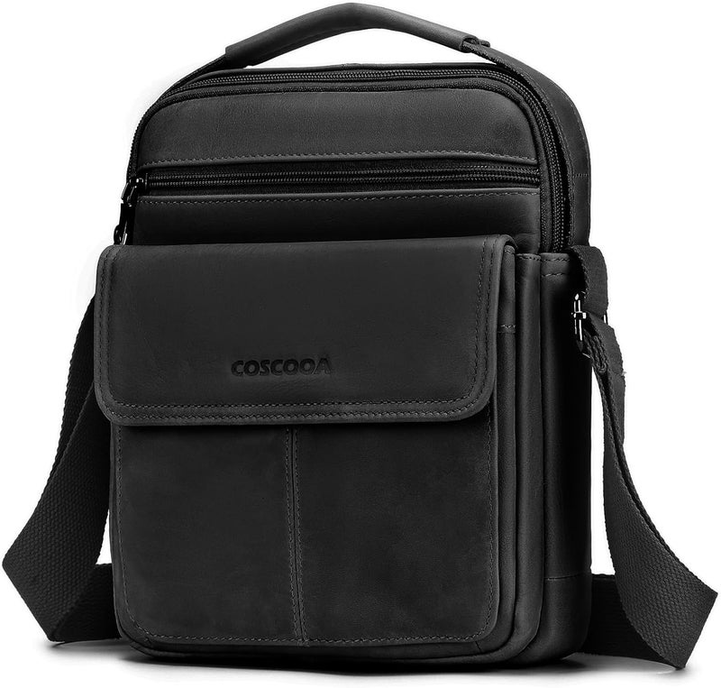 COSCOOA Men's Leather Crossbody Shoulder Bag - Messenger Satchel Travel Handbag - Image 1